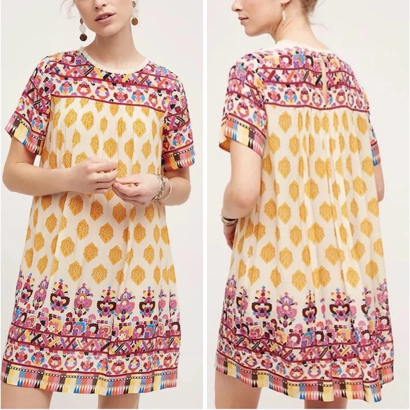 Tanvi Kedia Dresses & Skirts - Anthropologie TANVI KEDIA S Caltha Swing DressYellow Red Beaded Boho